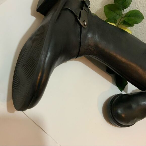 ECCO Hobart Harness Black Leather Mid Calf Moto Boot Size 38 US 7.5 Low Heel - Picture 5 of 12